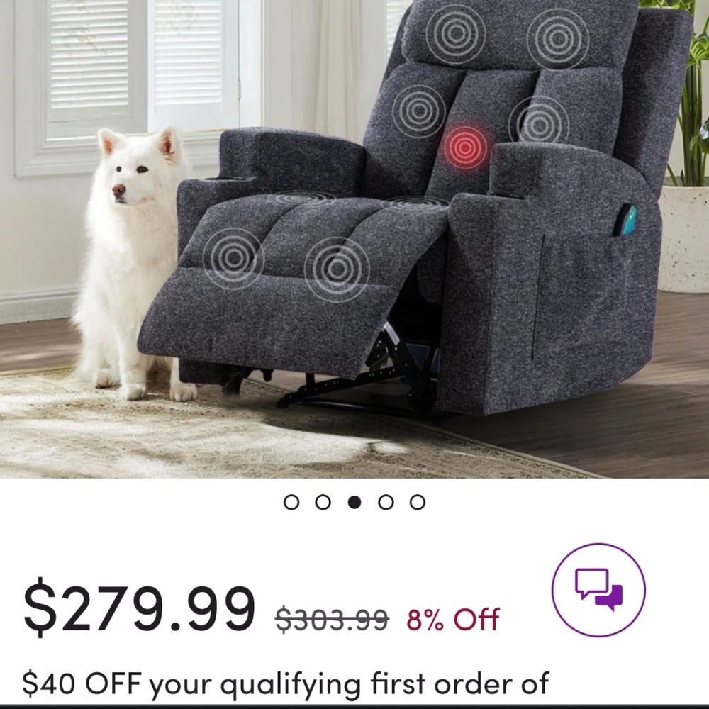 Heated recliner massage chair
